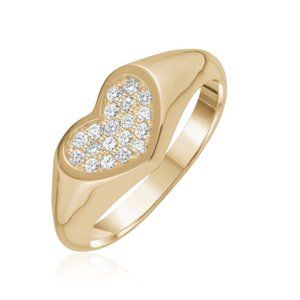 DIAMOND HEART SIGNET RING